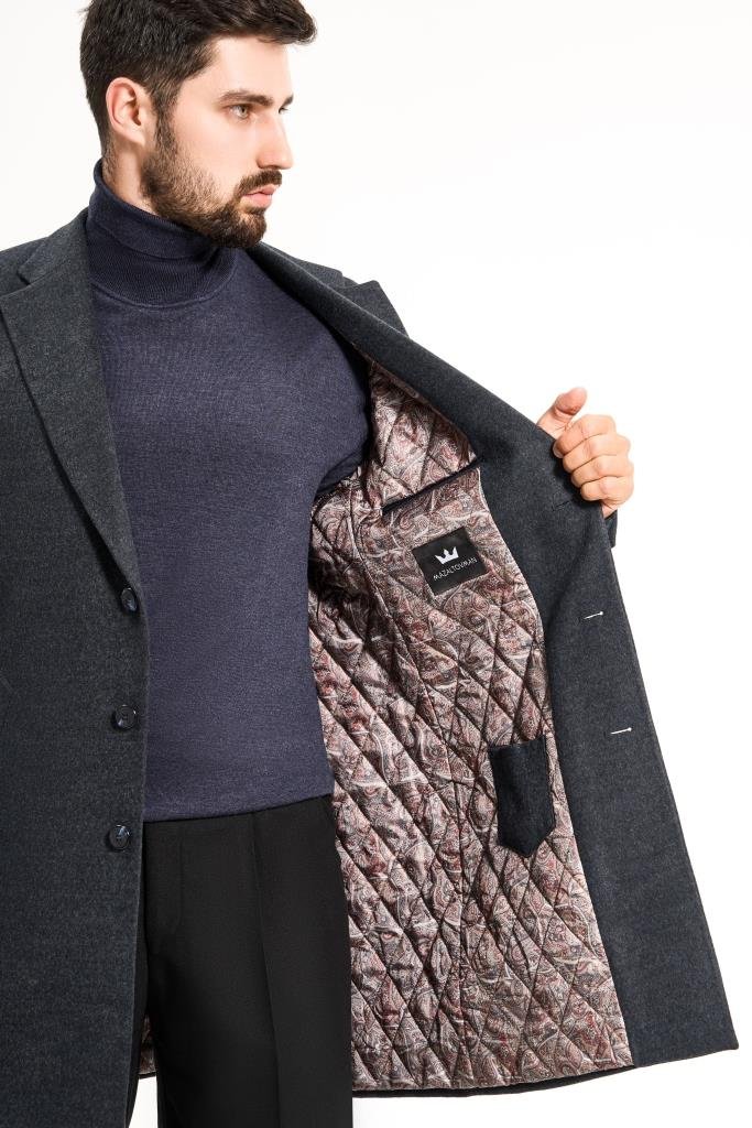 Пальто MAZALTOVMAN премиум Темно-синее фактурное