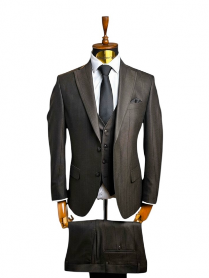 Костюм MAZALTOVMAN 3-ка премиум Коричневый в елочку