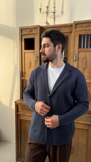 Кардиган AMT Синий фактурный с пуговицами