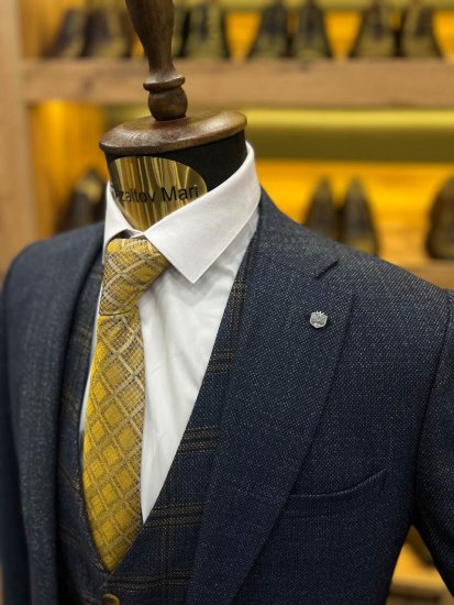 Костюм MAZALTOVMAN 3-ка премиум Синий фактурный комбинированный