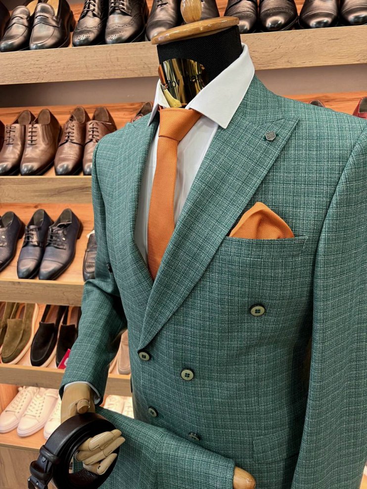 Костюм MAZALTOVMAN 2-ка премиум Зеленый двубортный